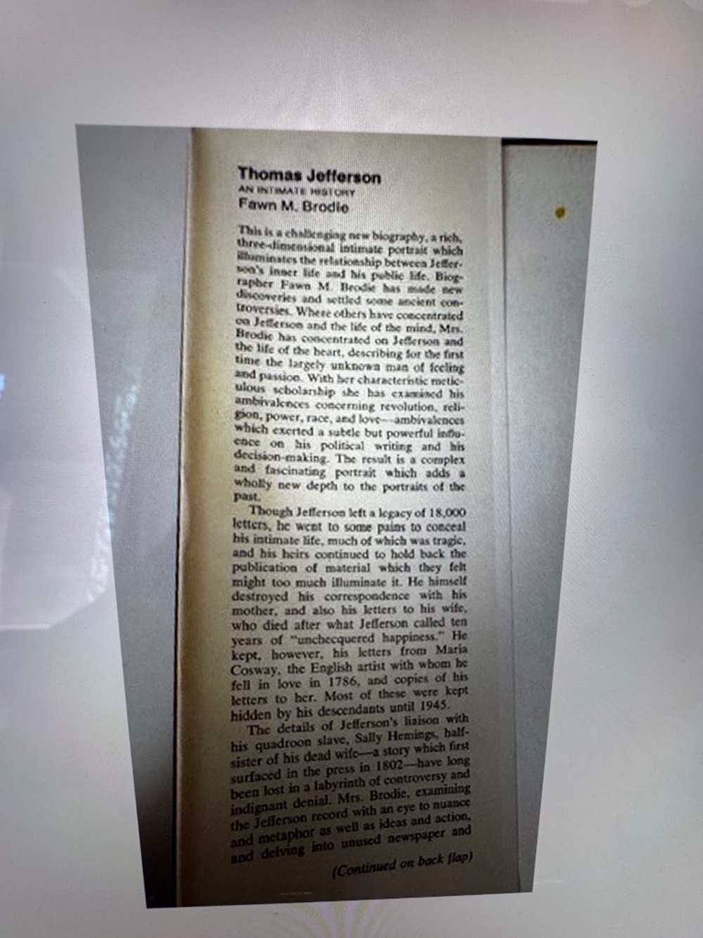 Thomas Jefferson An Intimate History - Picture 2 of 8